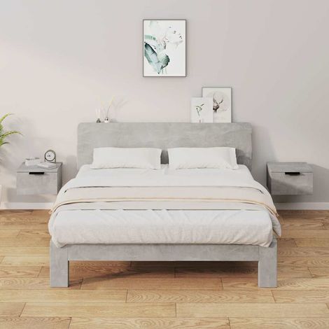 vidaXL Mesita de noche de pared 2 uds color gris hormigón 34x30x20 cm (1/5)