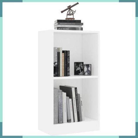 Bibliothèque - 2 niveaux - Blanc - Bois d'ingénierie - 40 x 24 x 75 cm (1/4)