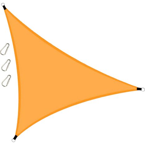 Toldo triangular de 4 m (13 pies) impermeable y resistente a los rayos UV, fabricado en poliéster 210T resistente, color arena, ideal para terrazas, jardines y actividades al aire libre. (1/5)
