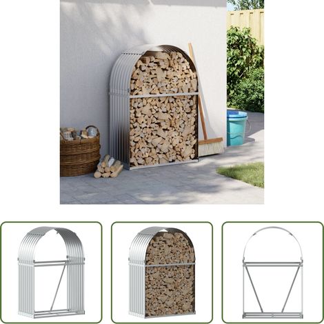 vidaXL Bois de chauffage - Porte-bûches argenté 80x45x120 cm acier galvanisé (1/5)