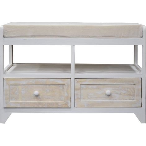 PANCA LEGNO CON CASSETTI E CUSCINO CM70X40X48