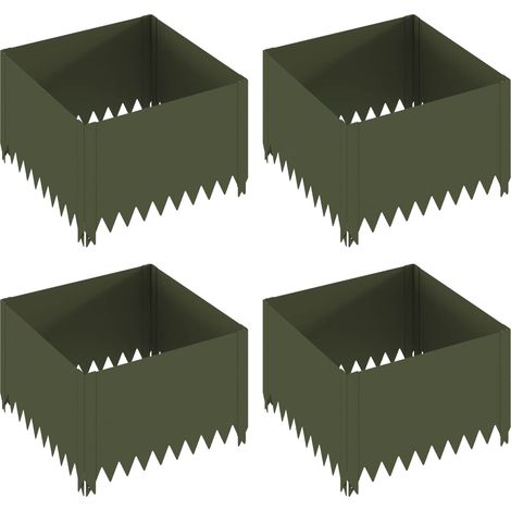 Bordure de Pelouse 4 pc 60 x 60 x 35 cm Acier Vert olive vidaXL