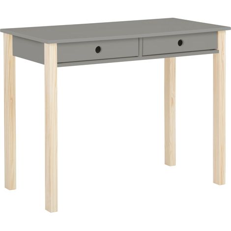 Square Line-Bureau en pin/MDF gris naturel