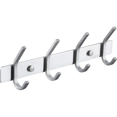 Garderobenständer Kleiderbügel Garderobenständer Kleiderbügel Edelstahlgarderobe Kleiderständer Kleiderbügel 4 Haken Kleiderschrank Wandhandtuchhalter Badezimmer Gebürstet FLITI (1/4)