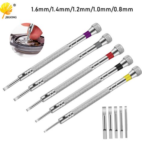 Kit de 5 tournevis pour la réparation de montres, lunettes, montres et ordinateurs, tournevis plat, outil de réparation d'horloges et de montres. (1/5)