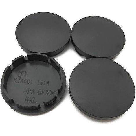 Lot de 4 enjoliveurs centraux de roue de voiture 56 mm, universels, en ABS, noirs. (1/5)