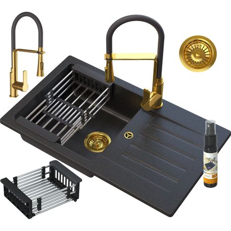 Ensemble de vidange devier en granit siphon gold set 85111840 (1/5)