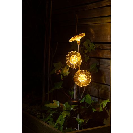Décoration solaire: 3 tournesols 75 cm, top déco jardin jour, nuit , facile à planter (1/3)