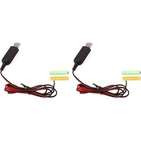 2X USB 5V à 3V LR03 AAA Dummy Batterie Eliminators Cable pour Télécommande Radio LED Lumière 1m (1/5)