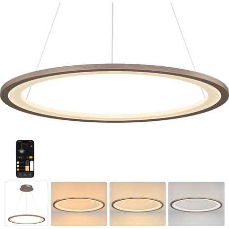 Mai & Mai Pendelleuchte Esstisch, 40cm LED Moderne Hängelampe, stufenlos dimmbar 3000K–6000K, höhenverstellbare Design 20W Esstischlampe mit Fernbedienung & Wandschalter, Luvina01, Kaffee (1/5)