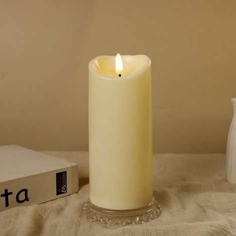 Candela da esterno impermeabile con luce LED, senza fili e sicura, 7,5 x 17,5 cm, candela LED lampeggiante, timer e funzionamento a batteria, plastica (1/4)