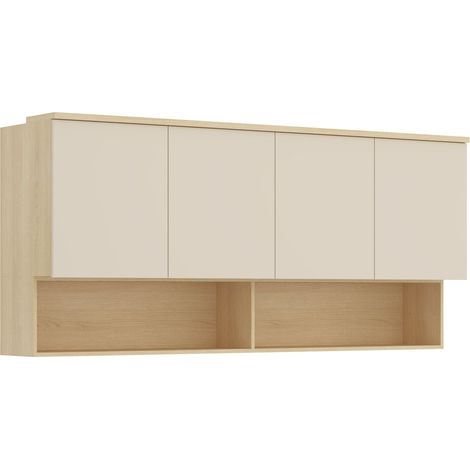 Armario de pared Nolcala 106, Roble + Beige, 85x186cm, Número de puertas: 043cm, Aglomerado laminado