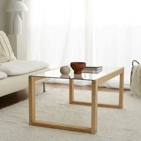 Dmora - Mesa de café Dmanicon, Mesa de centro baja, Revistero para sofá, Estante de la sala de estar, 85x55h40 cm, Roble (1/5)