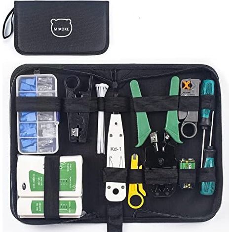 21 in 1 Kit d'outils de réseau, Testeur Network Réseau Cable Kits Réparation d'Ordinateur, Ensemble d'Outils Approprié au Bricolage, Ménage, à l'Usine Vert - (1/5)