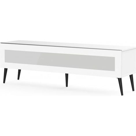 Meuble TV verre infrarouge et mélaminé blanc Goteborg 160cm (1/5)