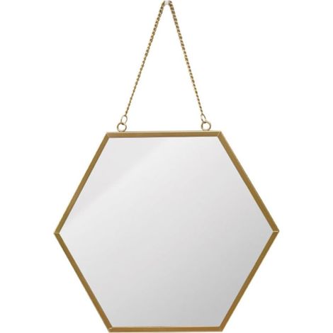 Miroir mural hexagonal OUNONA en verre et métal , décoratif pour salle de bain , coiffeuse salon , c