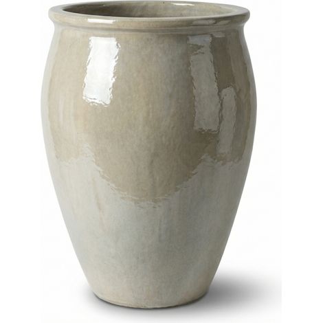 Provencelia Pflanzkübel Bacchus Ø50 cm Höhe 68 cm frostbeständig, keramisch, handgefertigt, Perle (1/4)