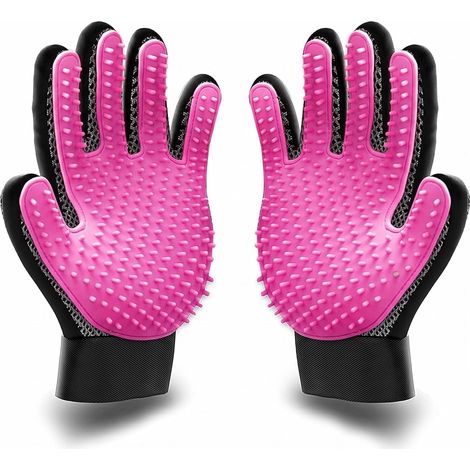 Guantes para el cuidado de perros y gatos, guantes para cepillar perros, guantes para el cuidado del pelo de gatos para masajes, baños y eliminación de pelo, guantes ajustables para el cuidado de masc (1/5)