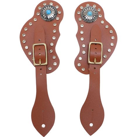 Ensemble de 2 sangles d'éperons pour bottes d'équitation de cowboy, équipement réglable, accessoires de rodéo western pour pâturage, marron (1/5)