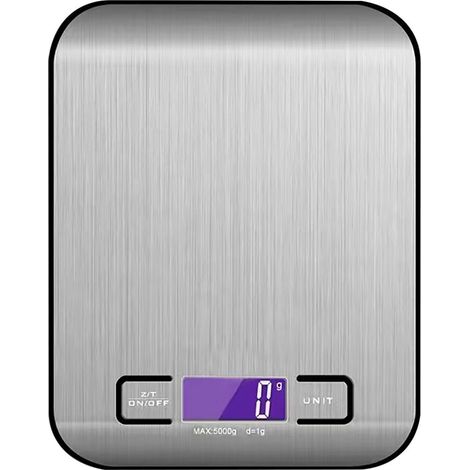 JANMIR-Balance de cuisine électrique compacte en acier inoxydable avec affichage, rechargeable et rechargeable, idéale pour la cuisine et la pâtisserie. (1/5)