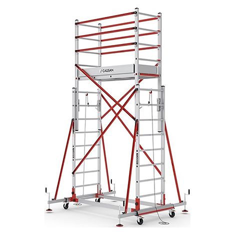 Matisère – Échafaudage roulant télescopique 4.75m – Plateforme 1.55 x 0.60m – Largeur ajustable 1.21 à 1.97m – S004XLNPR