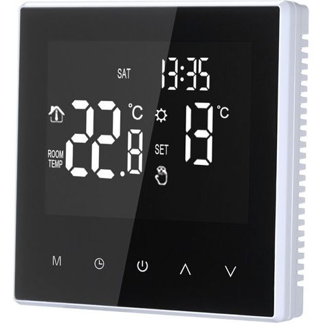 Termostato intelligente, riscaldamento elettrico a pavimento programmabile settimanalmente con ampio schermo LCD, per casa, scuola, ufficio, hotel, 16 A (senza Wi-Fi) -Crezuo