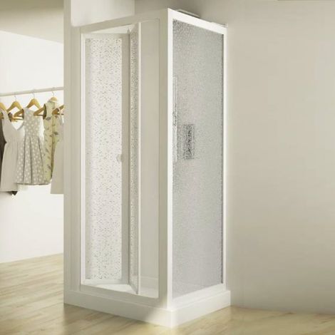 Box doccia a libro soffietto pvc bianco acrilico h.185cm Doplas Duo Porta 100+Fisso 70cm