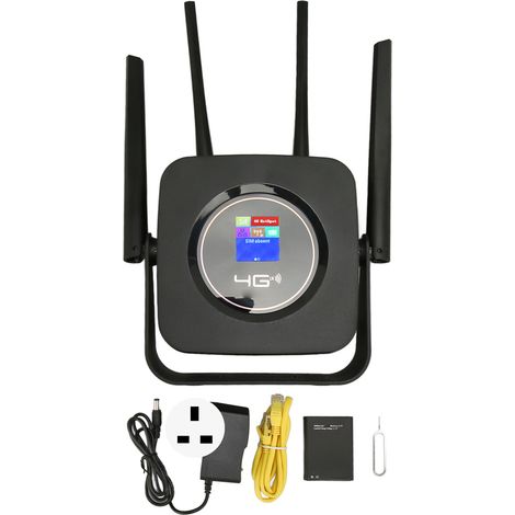 Routeur WiFi 4G LTE professionnel 300Mbps, haut débit, hotspot mobile avec emplacement carte SIM pour zone Europe, prise UK noire, 100-240V (1/5)
