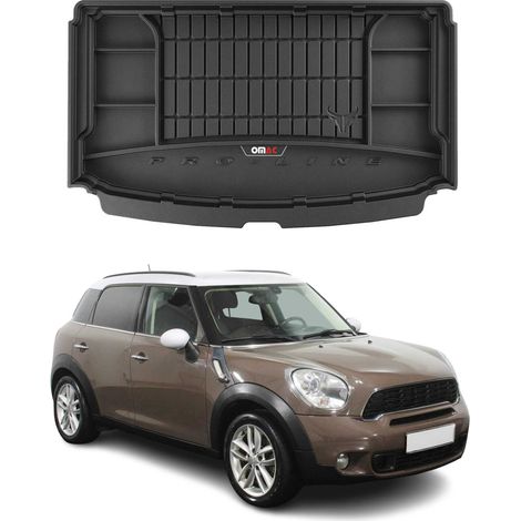 Tapis de Coffre 3D TPE Premium pour Mini Countryman R60 2010-2016, Bac de Protection de Coffre Intérieur antidérapant, Revêtement de Coffre Bords Hauts pour Voiture, Noir (1/5)