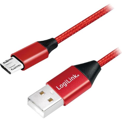 Cable USB 2.0 USB A male USB B micro male 0.3m - Rouge