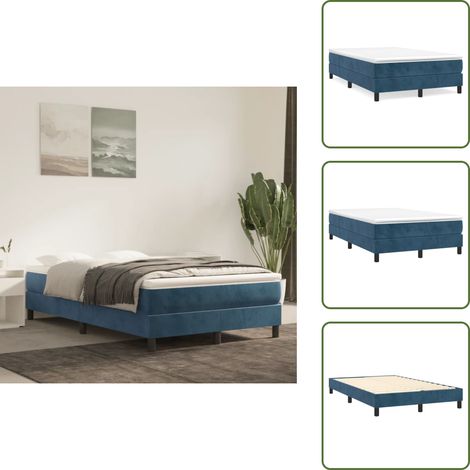 Bettgestell ohne Matratze Dunkelblau 120x200 cm Samt - Samtbett - Doppelbett - Boxspringbetten - Betten Günstig - Blau Bett