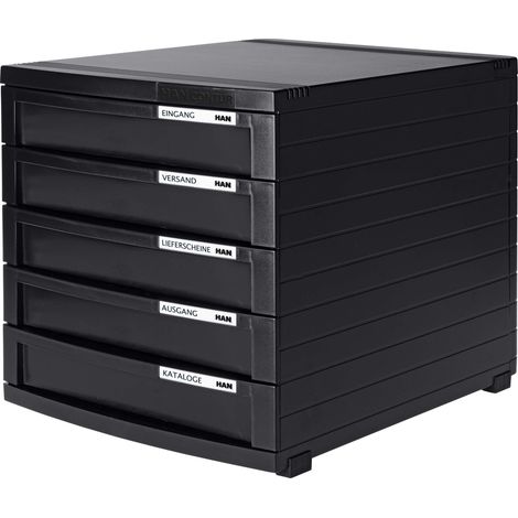 Han 1505-13 - Cassettiera con 5 cassetti chiusi, colore: Nero (1/5)