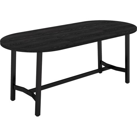 Tavolo da pranzo nero 180x80x75 cm per 6-8 persone con angoli arrotondati, gambe in ferro (1/5)