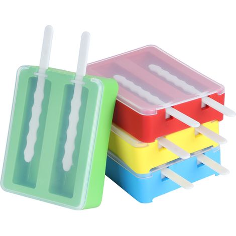 Moule à Glace Silicone 2 Grilles avec Couvercle et Bâtonnets - Outil DIY pour Fabrication Maison (1/5)