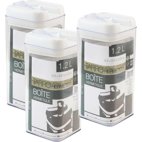 Boîte hermétique alimentaire - JUANIO - 1.2 L - Lot de 3 - ABS haute résistance - Transparent étanche (1/3)