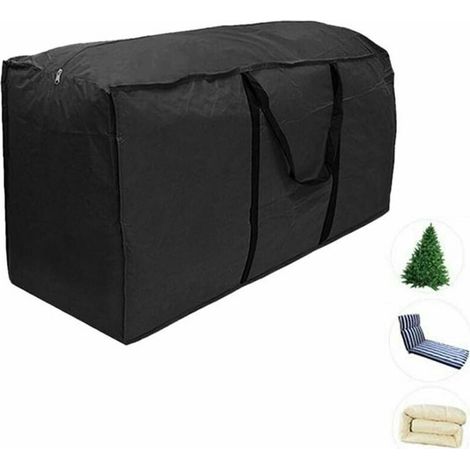 royaluxe - Housses de coussin d'extérieur sac de rangement de meubles 210D étanche jardin terrasse siège couette sapin de noël fermeture éclair housse de protection stockage sac de transport noir (S: