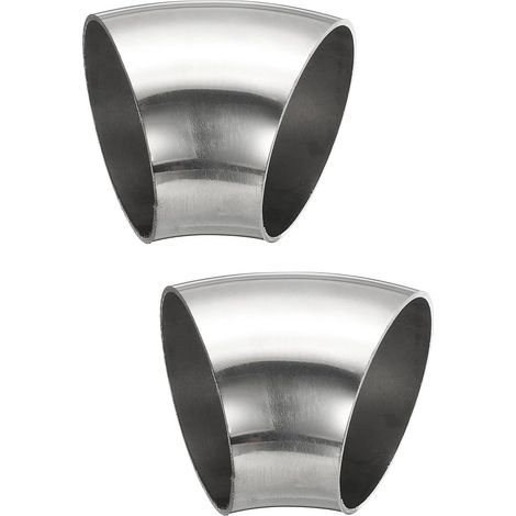 2pcs Coude À 45 Degrés Mandrin, 76mm OD Acier D'échappement Raccord De Tuyauterie 304 Inoxydable pour Exhaust Pipe Stair Handrail HVAC - 51 mm (1/5)