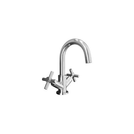 Robinet mitigeur de lavabo Crox moderne chromé à tête en croix et bec courbé (1/4)