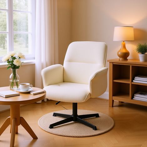URBAN MEUBLE Fauteuil pivotant à hauteur réglable - Beige bouclé (1/5)
