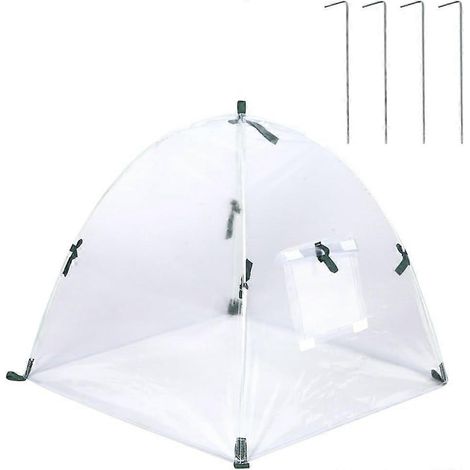 CMini serre de protection pour plantes, 60 x 60 x 60 cm, abri de jardin transparent avec piquets de fixation au sol, protection contre le froid pour légumes, fleurs et plantes en pot. (1/5)