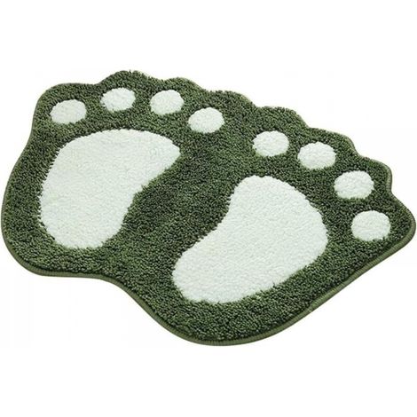 Tapis de bain antidérapant, séchage rapide, absorbant l'eau, idéal pour la chambre, la cuisine, le couloir, l'entrée, en coton, vert,taille M (60 x 40 cm) (1/5)