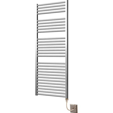 Extra High Heat Output Chrome Electric Towel Rail 600 x 1500mm Flat Bathroom Radiator Heater