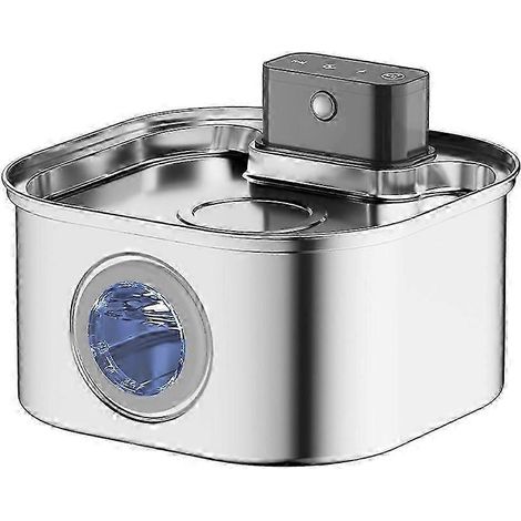 Fontaine à eau sans fil pour animaux de compagnie, en acier inoxydable de 3,2 L, alimentée par piles, avec détecteur de mouvement, filtre silencieux, compatible avec les chats et les bergers allemands (1/5)