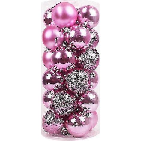 Boules de Noël à suspendre (24 x 4 cm), kit de décoration pour sapin de Noël, 1 pièce rose (1/5)