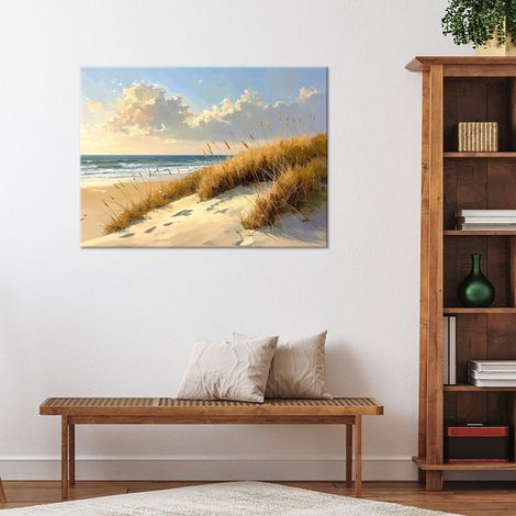 Wandbild Strand mit Dünen am Meer Landschaft bei Sonnenuntergang 60x40 (1/4)