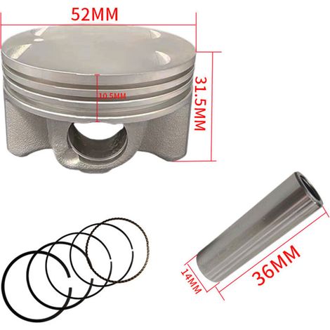 Piston 52mm pour Yamaha NMAX155 / NMAX125 - Kit Piston Compatible avec Moteur de Scooter 155cc/125cc (1/4)