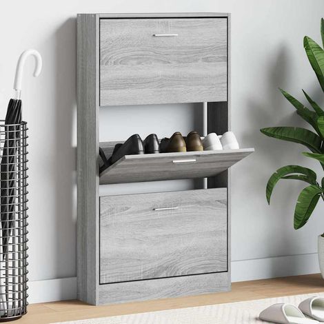 vidaXL Shoe Cabinet Grey Sonoma 59x17x108 cm Engineered Wood (1/5)