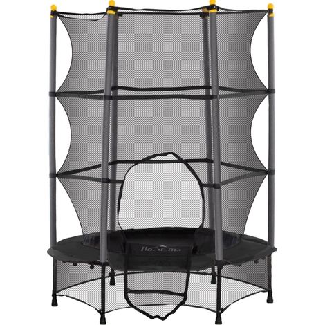 Trampoline enfant Ø140 cm avec filet de sécurité, cadre acier et plastique, noir, intérieur et extérieur (1/5)