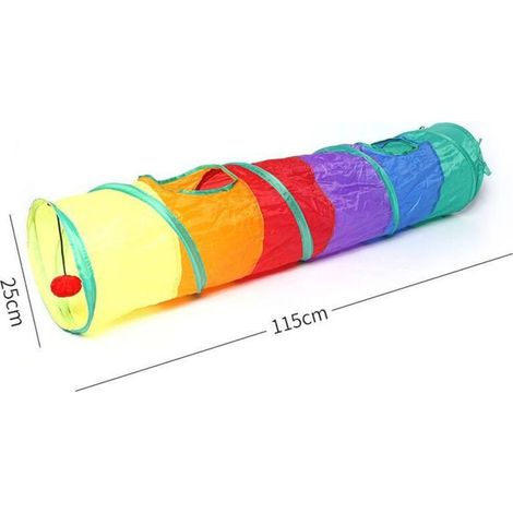 Faltbarer Katzentunnel für drinnen – Interaktives Spielzeug mit Löchern und Ball – Robust und geräumig für ausgewachsene Katzen – Leicht zu verstauen – (1/5)
