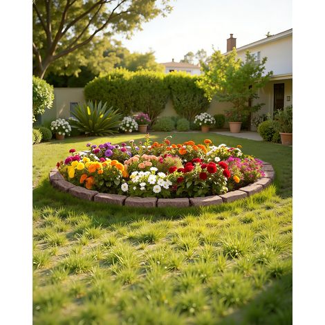 Vevor – Bordure de jardin en fausse pierre 1180x95x57 mm – Texture réaliste – Conception modulaire – Résistante à la décoloration – Pour allées marron